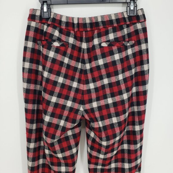 Woolrich Plaid Wool Blend Straight Leg Ankle Pants S Womens Cuffed hem Red Black - Picture 6 of 10